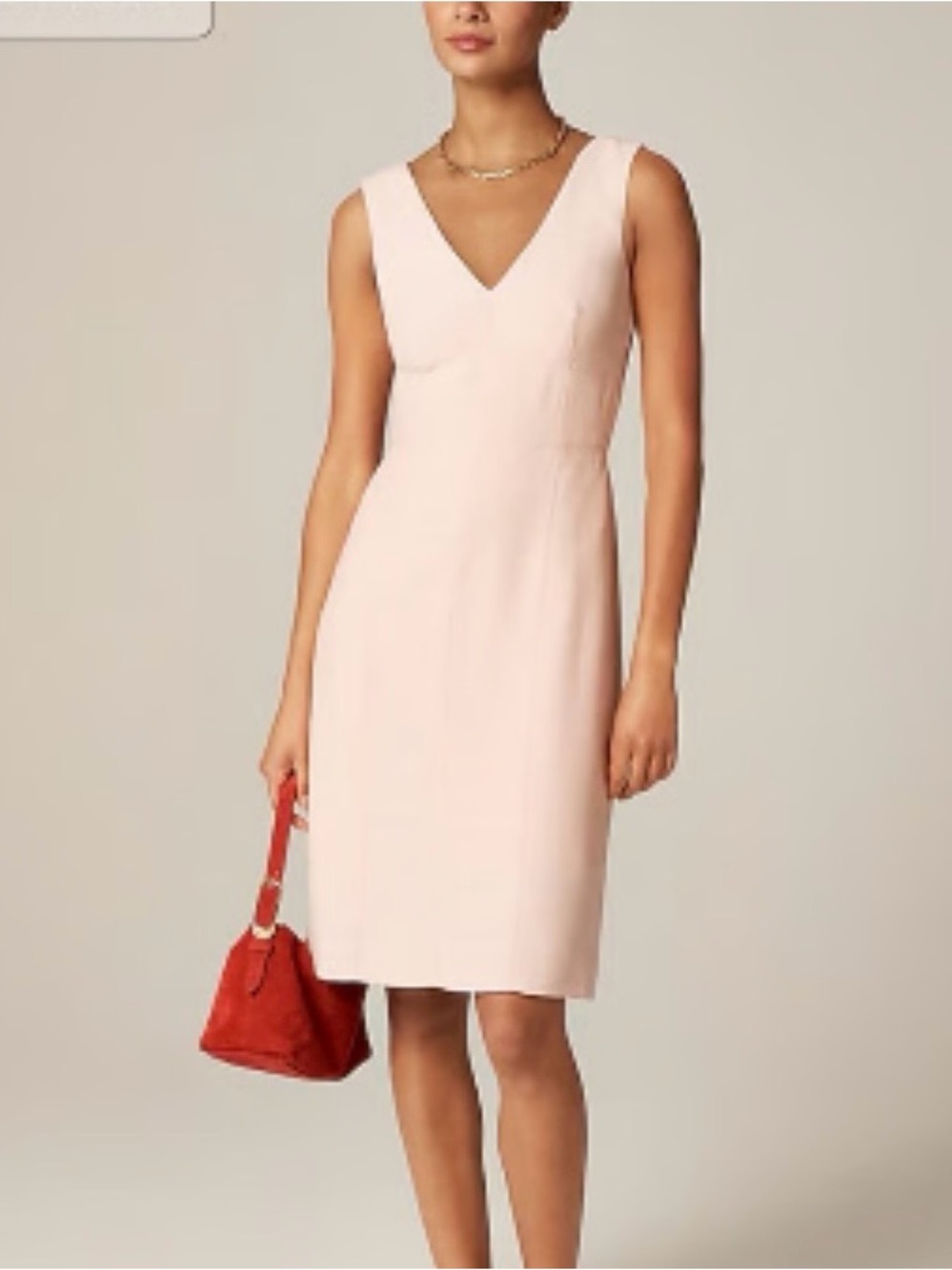 J Crew Sleeveless V-Neck Sheath Pencil Dress In Blush Pink